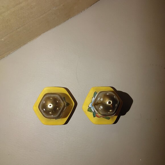 Noritake Japan Yellow Floral Salt Pepper Shaker Set Lidded Mustard Bowl Spoon - Picture 10 of 12